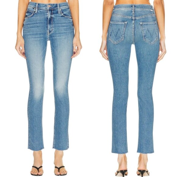 Mother Mid Rise Dazzler Ankle Fray Jeans Size 31 In Riding the Cliffside Wash - Picture 14 of 16